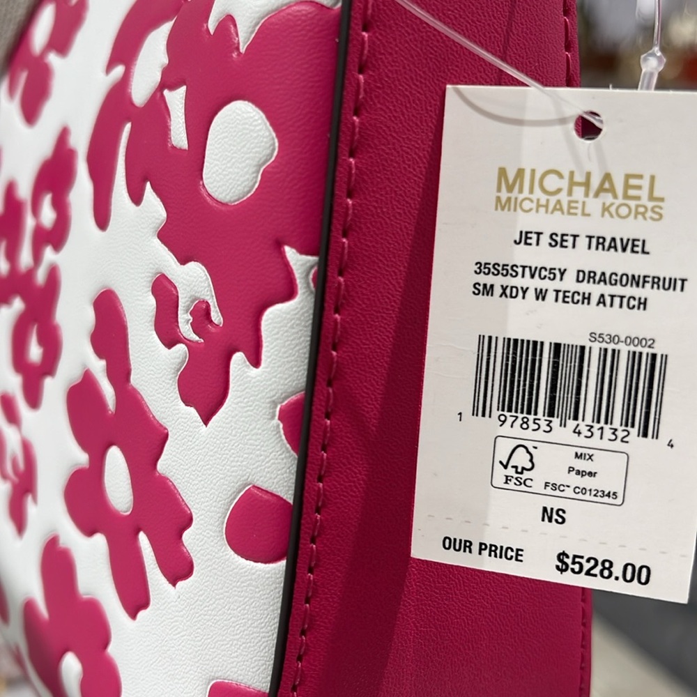 Michael Kors Jet Set Sm Sequined Floral Print Crossbody Case for Apple Airpods - Picture 5 of 16